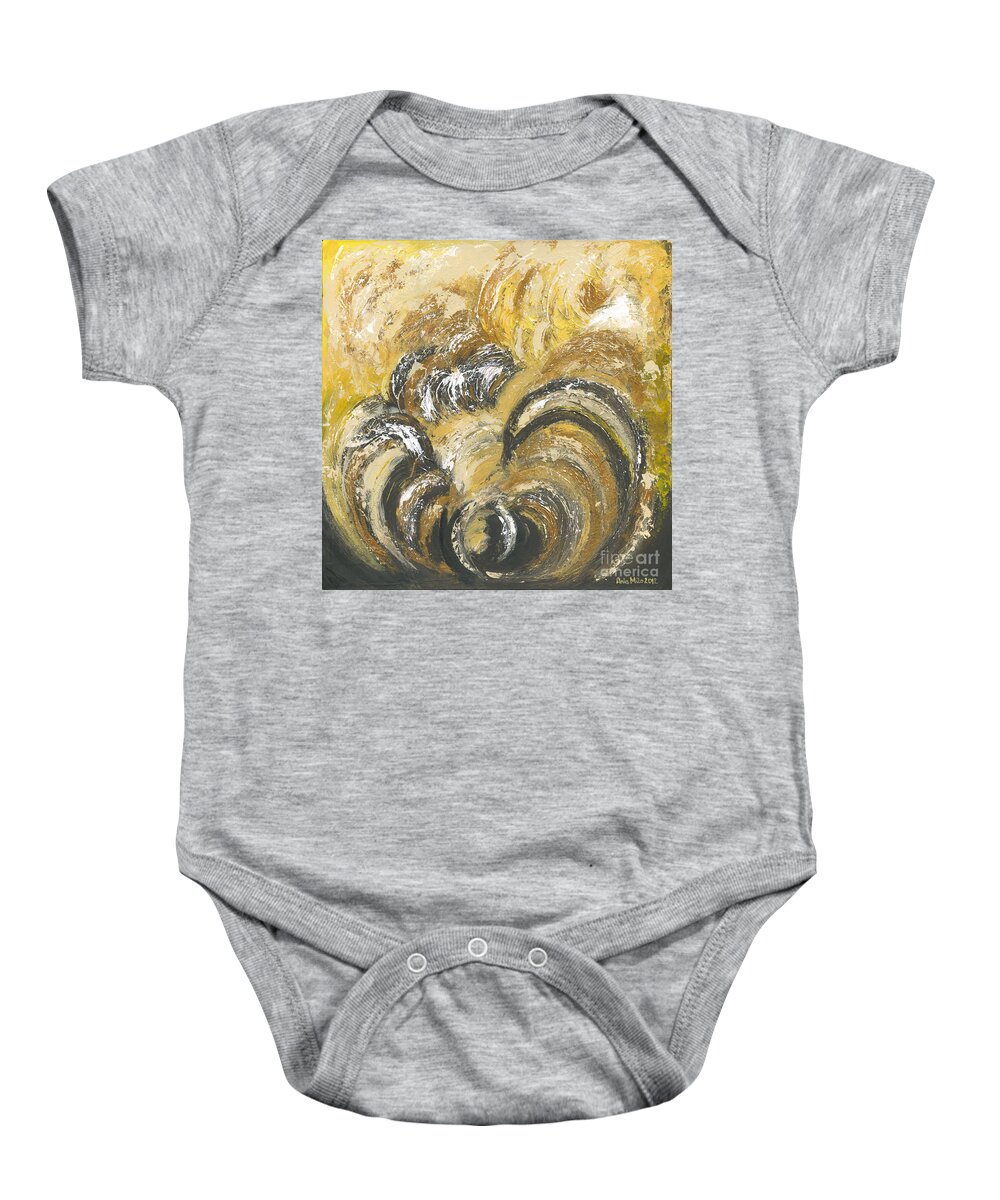 Energy Baby Onesie featuring the painting Amber is the Color of Your Energy by Ania M Milo