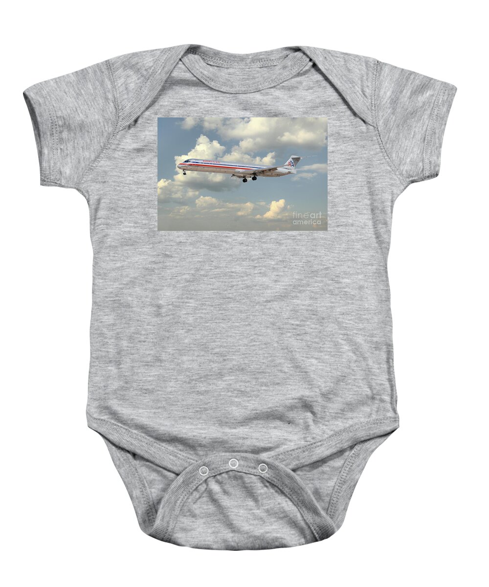 Md80 Baby Onesie featuring the digital art American Airlines MD-80 by Airpower Art