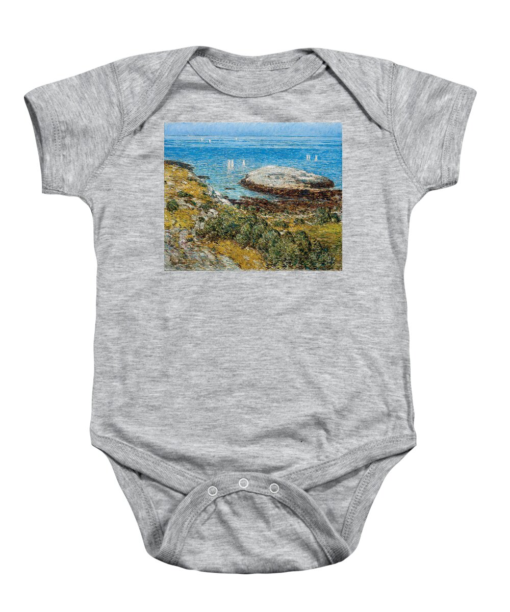 Childe Hassam (1859  1935) American Early Morning Calm Baby Onesie featuring the painting American EARLY MORNING CALM by MotionAge Designs