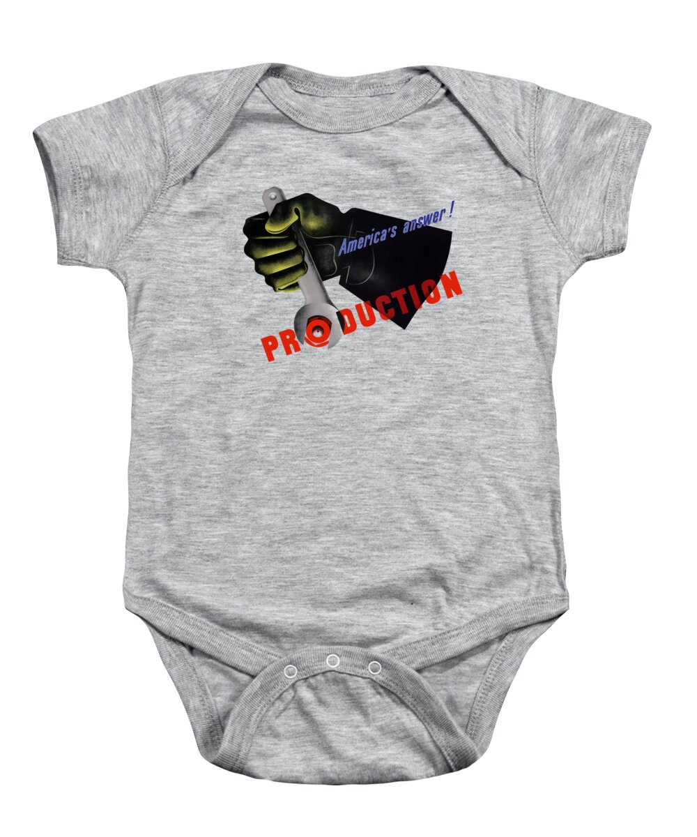 American Worker Baby Onesie featuring the painting America's Answer -- Production by War Is Hell Store