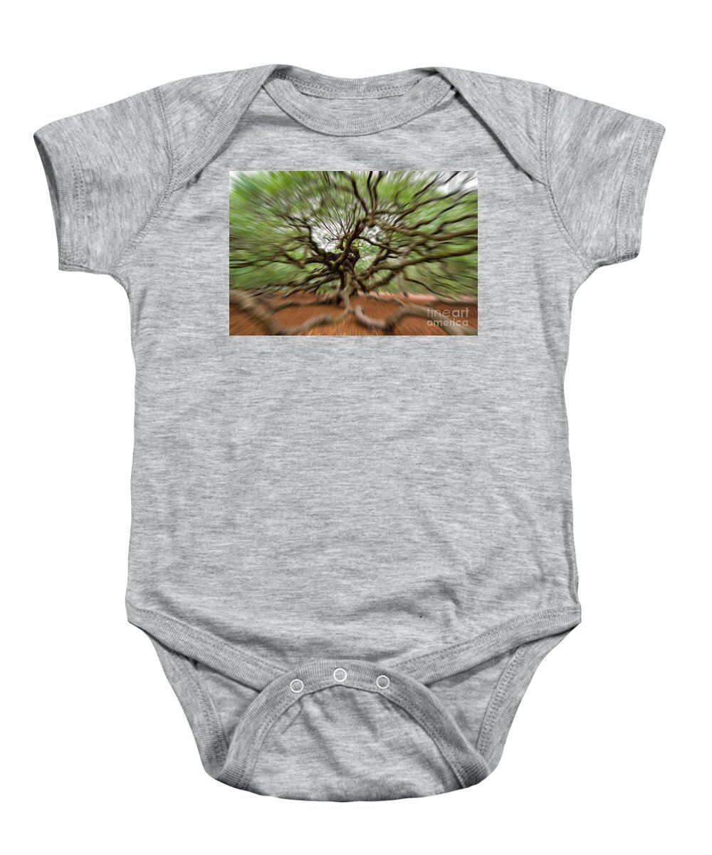 Angel Oak Tree Baby Onesie featuring the photograph Angel Oak Tree in Motion by Dale Powell