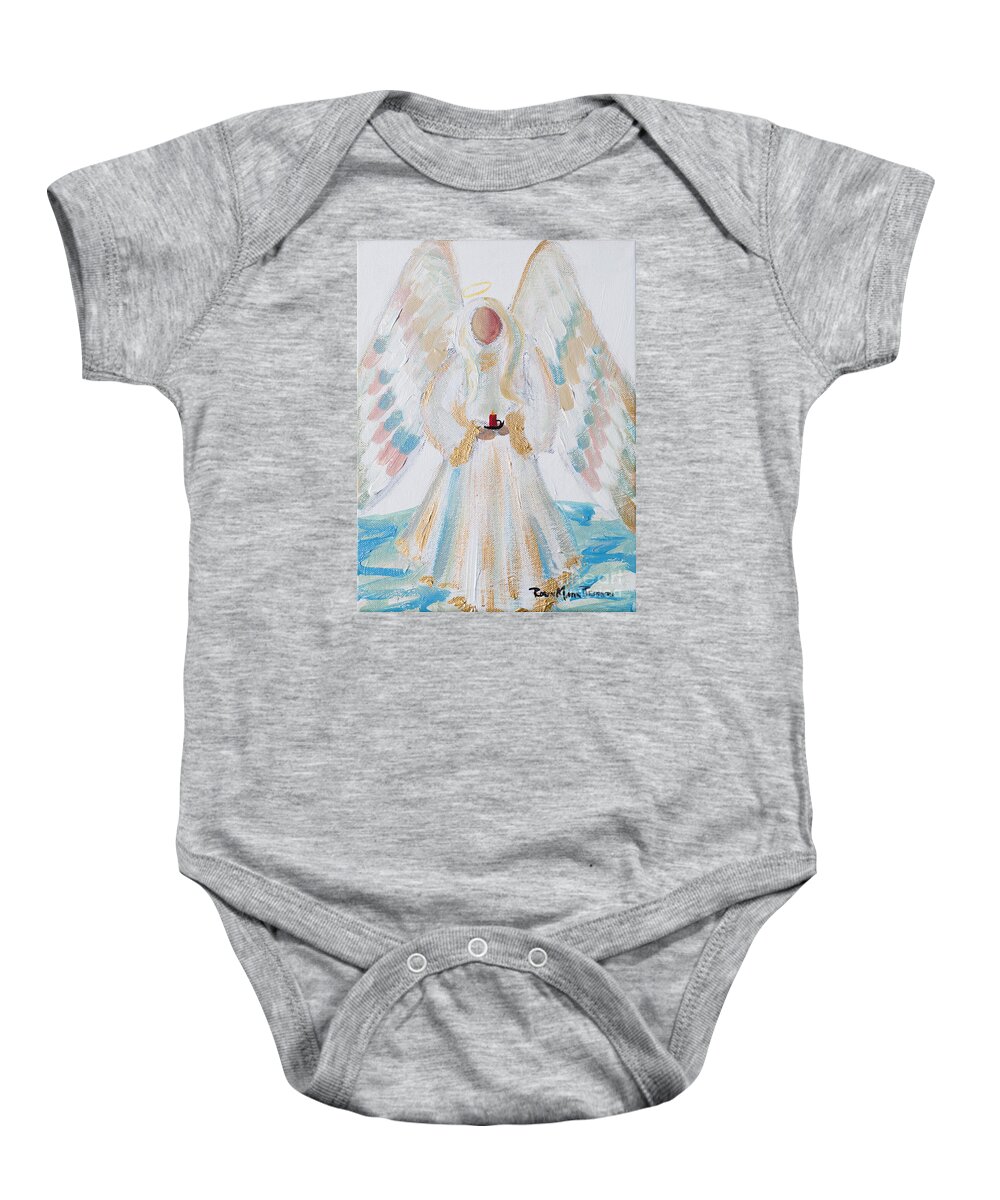 Angel Baby Onesie featuring the painting Angel of Winter by Robin Pedrero