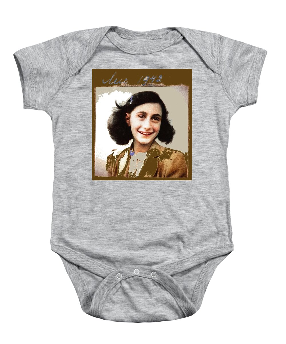 Anne Frank Amsterdam Holland 1942 Color Added 2015 Baby Onesie featuring the photograph Anne Frank Amsterdam Holland 1942 color added 2015 by David Lee Guss
