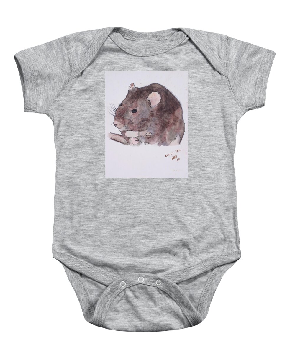 Rat Baby Onesie featuring the painting Annie's Tale by Dawn Boswell Burke