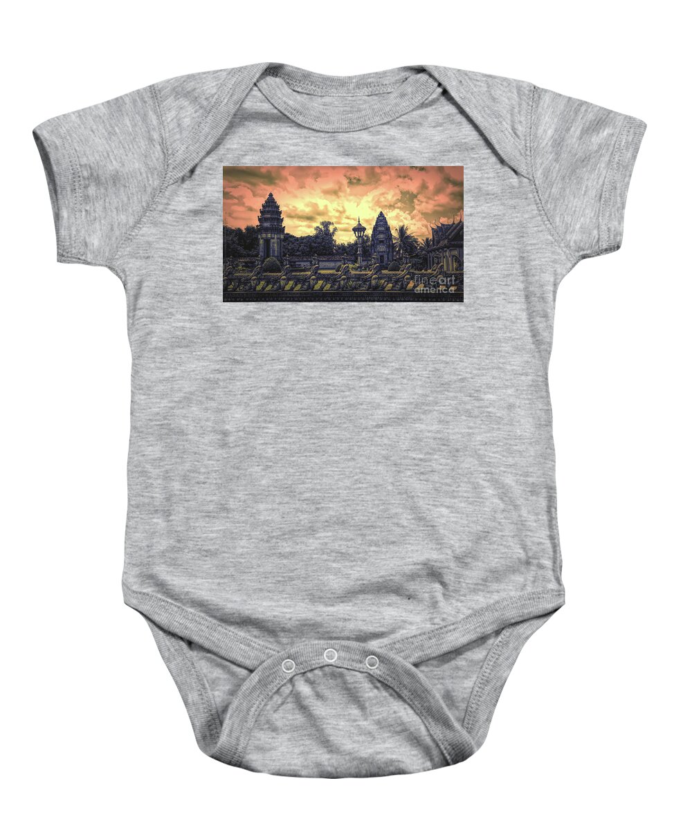 Angkor Wat Baby Onesie featuring the photograph Architecture Angkor Wat Flames by Chuck Kuhn
