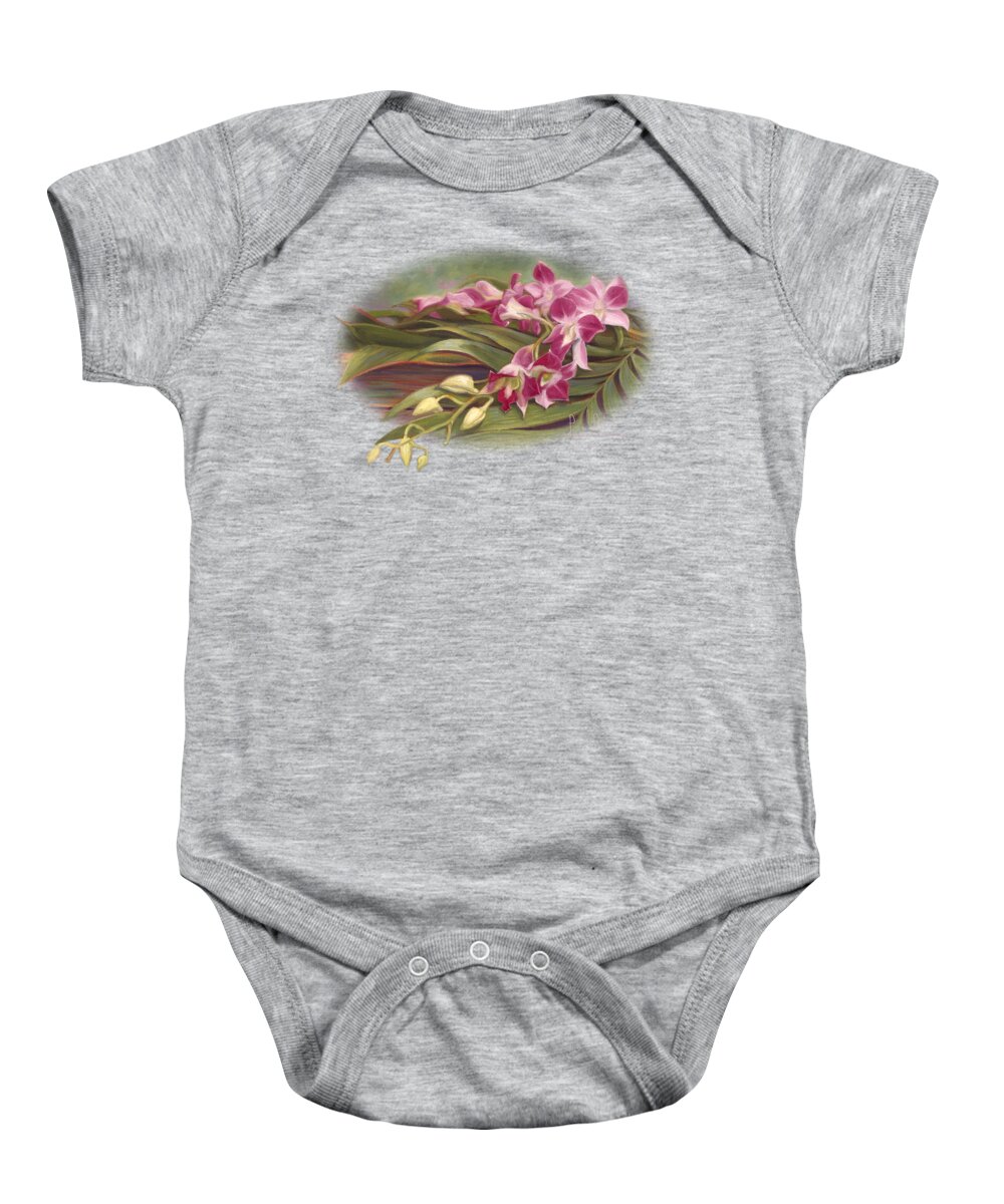 Flowers Baby Onesie featuring the painting Dendrobium Orchids by Lucie Bilodeau