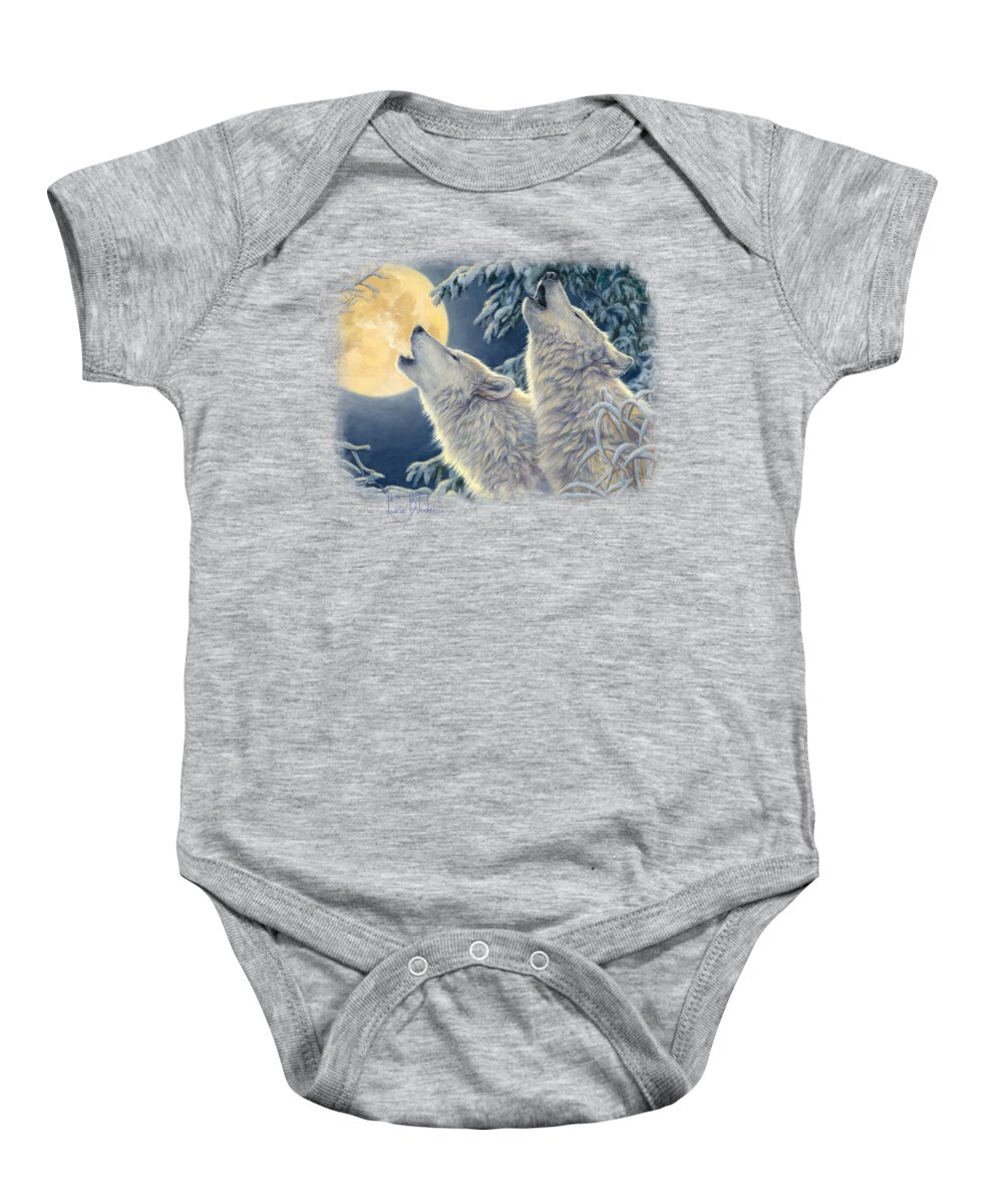 Wolf Baby Onesie featuring the painting Moonlight by Lucie Bilodeau