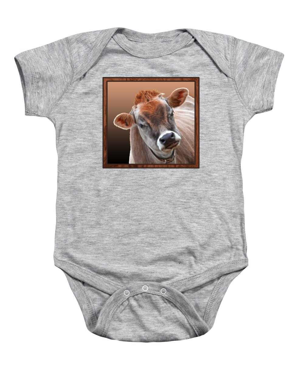 Jersey Cow Baby Onesie featuring the photograph Hello by Gill Billington