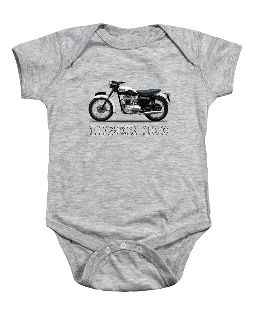 Triumph Tiger Baby Onesie featuring the photograph Triumph Tiger 110 1959 by Mark Rogan