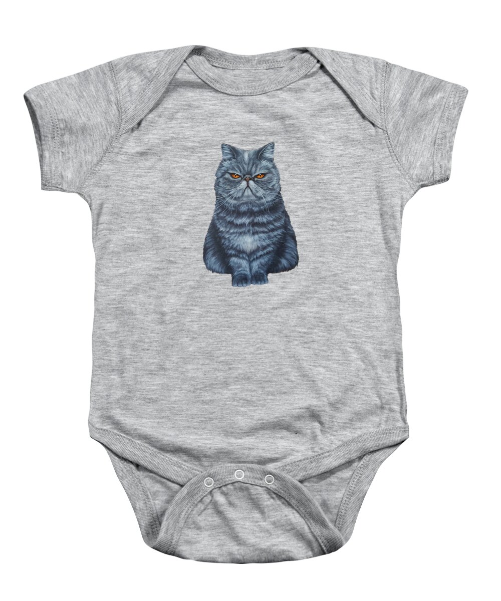 Cat Baby Onesie featuring the painting Cool Cat by Kathleen Wong