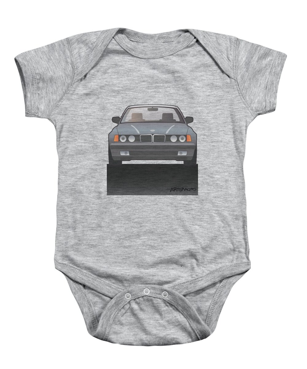 Car Baby Onesie featuring the digital art Modern Euro Icons Series BMW E32 740i by Tom Mayer II Monkey Crisis On Mars