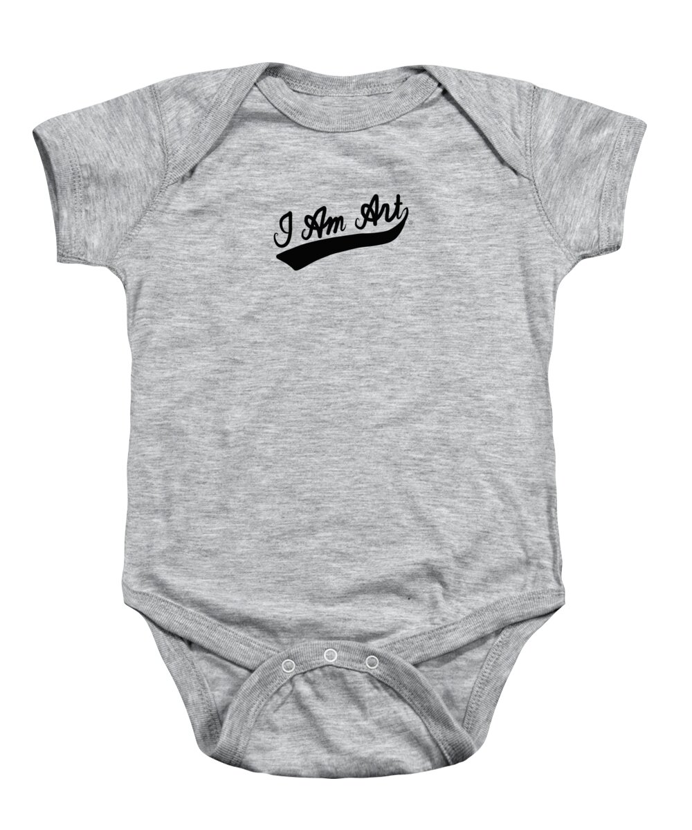 I Am Art Baby Onesie featuring the mixed media I AM ART Swoosh black- Art by Linda Woods by Linda Woods
