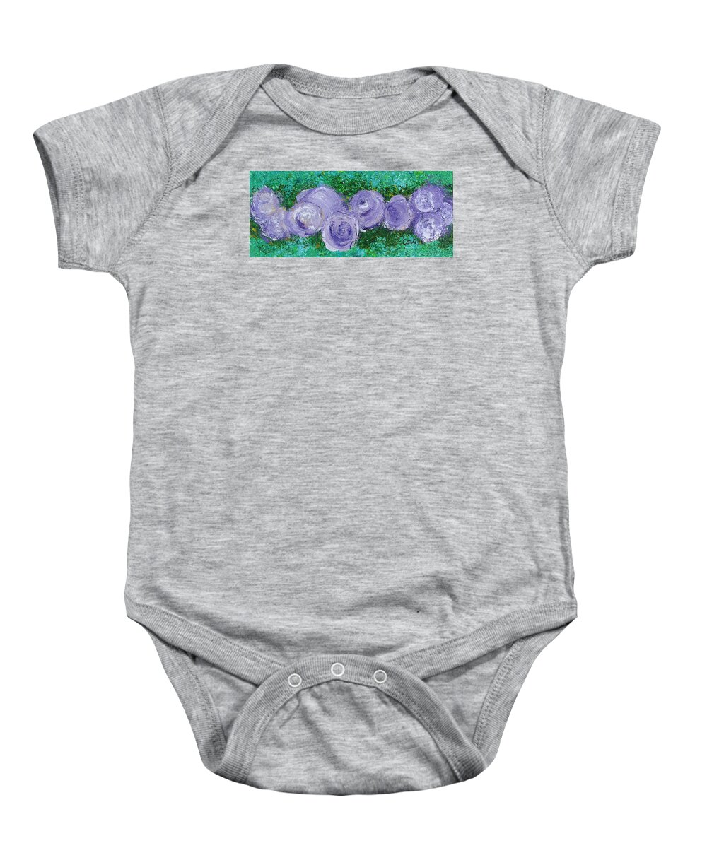 Rose Baby Onesie featuring the painting Purple Flowers by Corinne Carroll