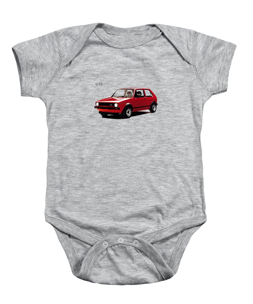 Vw Baby Onesie featuring the photograph VW Golf GTI 1976 by Mark Rogan