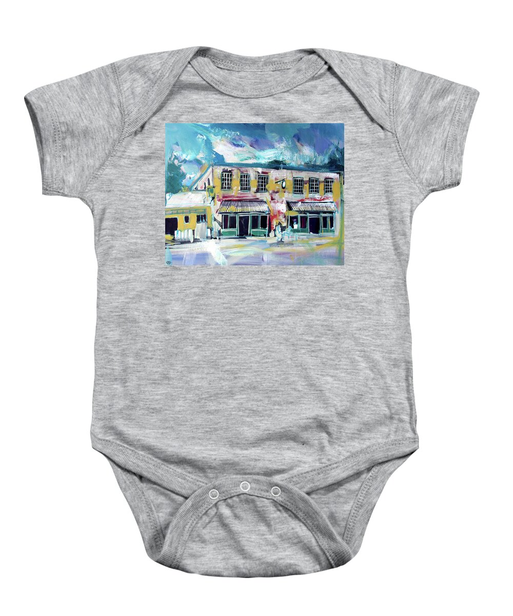 The Grit Baby Onesie featuring the painting Athens Ga The Grit by John Gholson