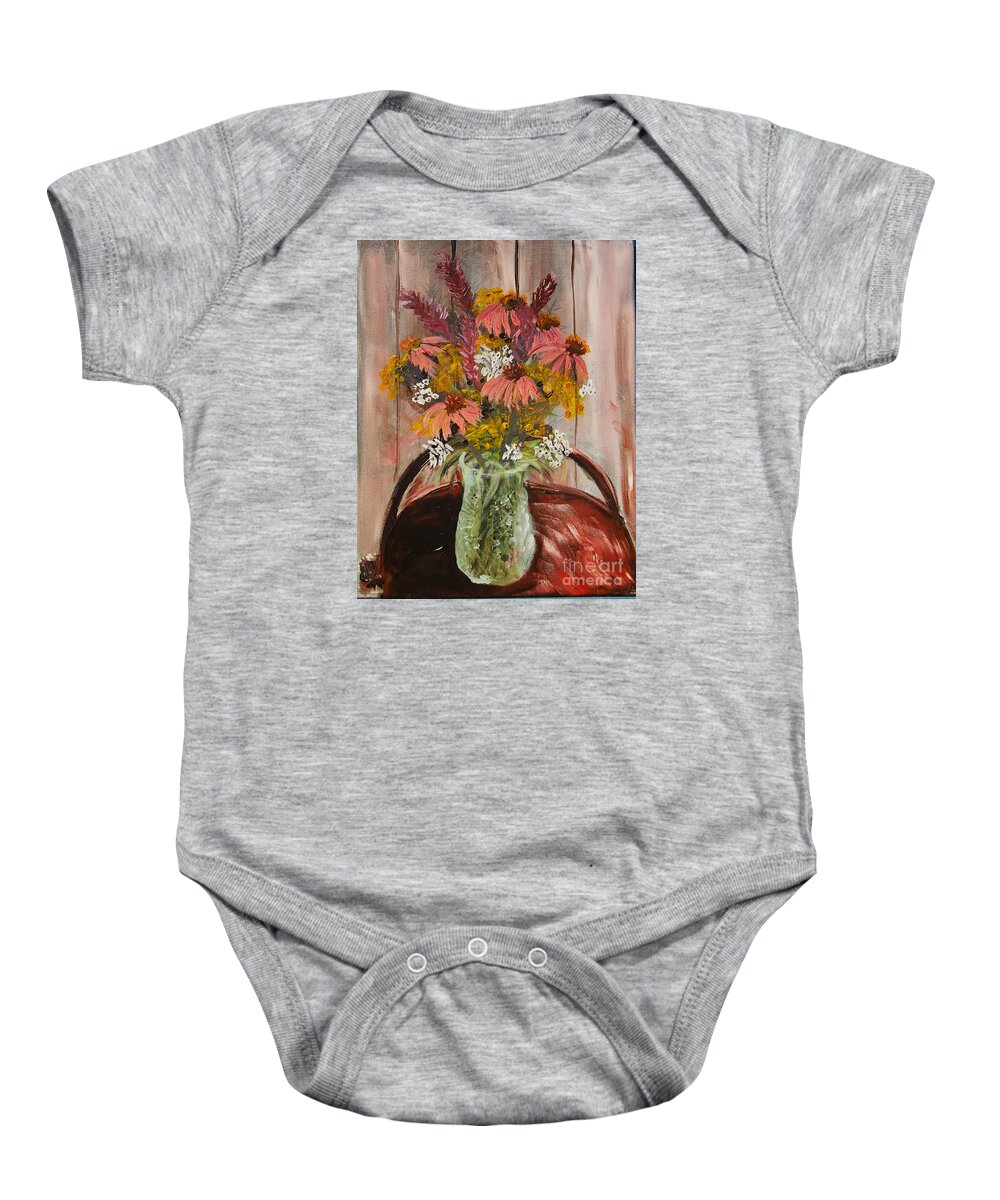  Baby Onesie featuring the painting August Flowers by Francois Lamothe