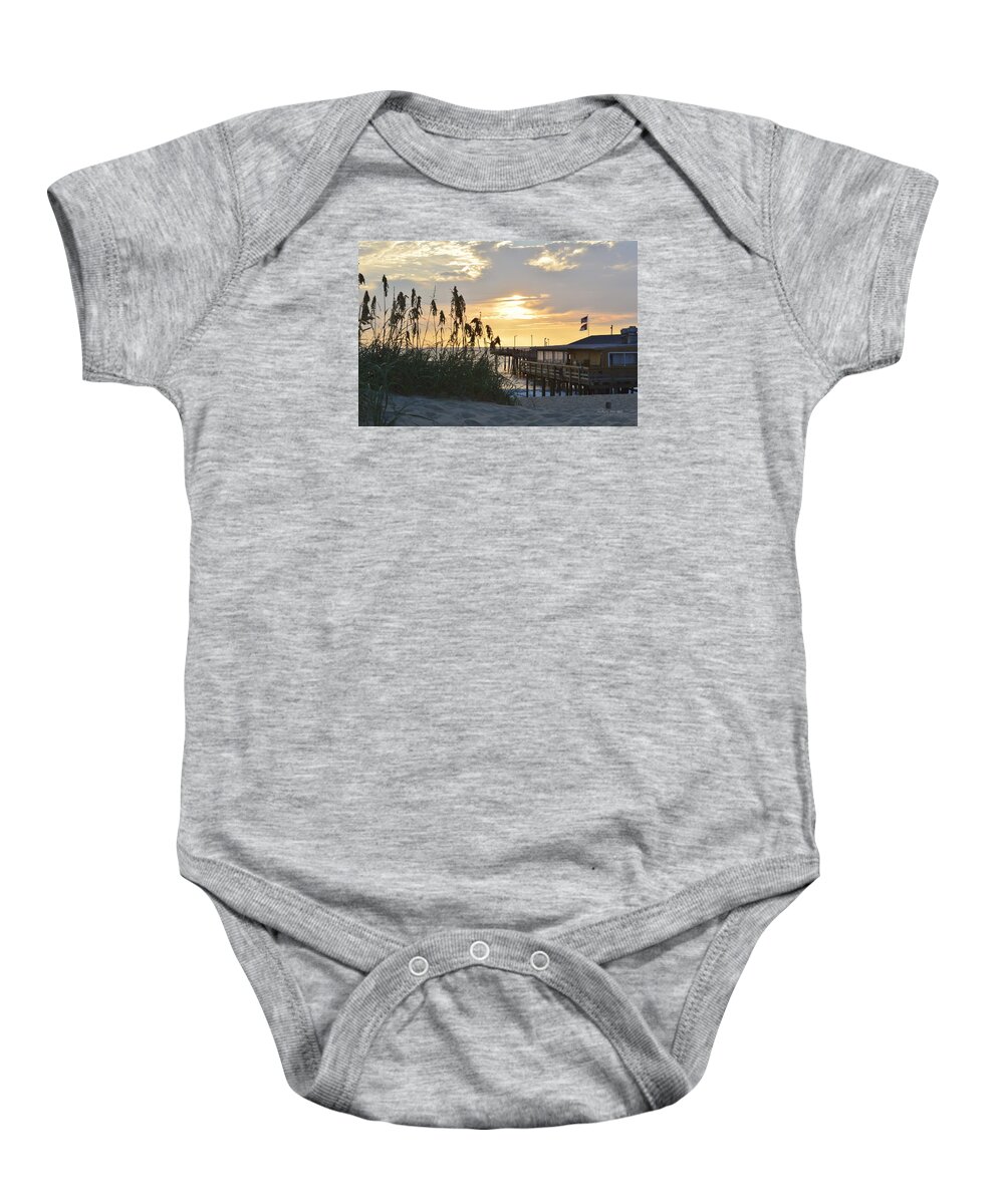 Nags Head Baby Onesie featuring the photograph August Sunrise on the OBX by Barbara Ann Bell