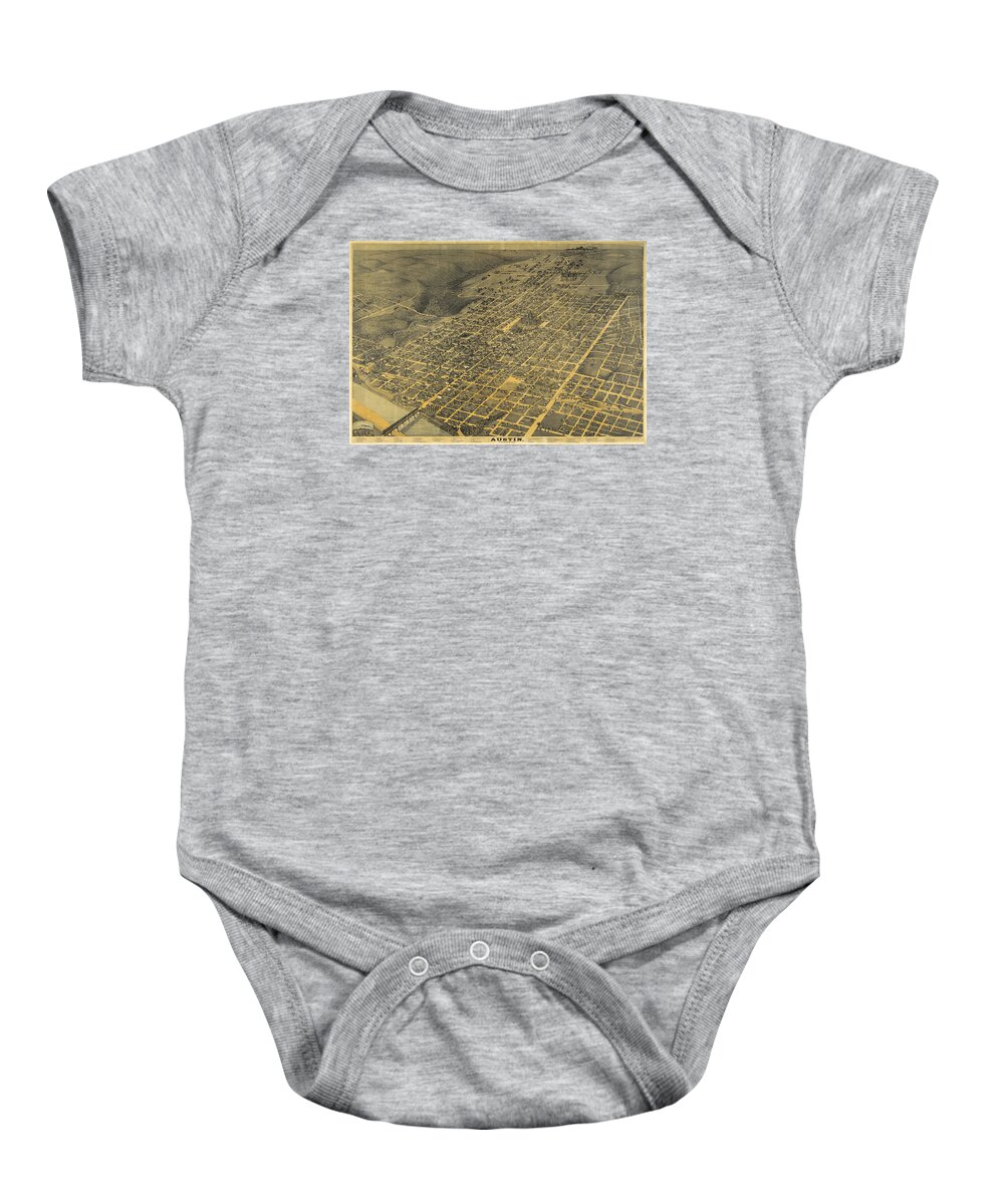 Texas Baby Onesie featuring the digital art Austin 1887 by Augustus Koch by Texas Map Store