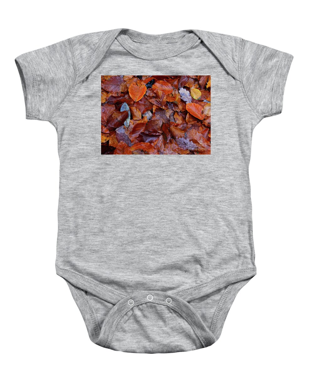Wet Leaves Baby Onesie featuring the photograph Autumn Colors Donegal by Eddie Barron