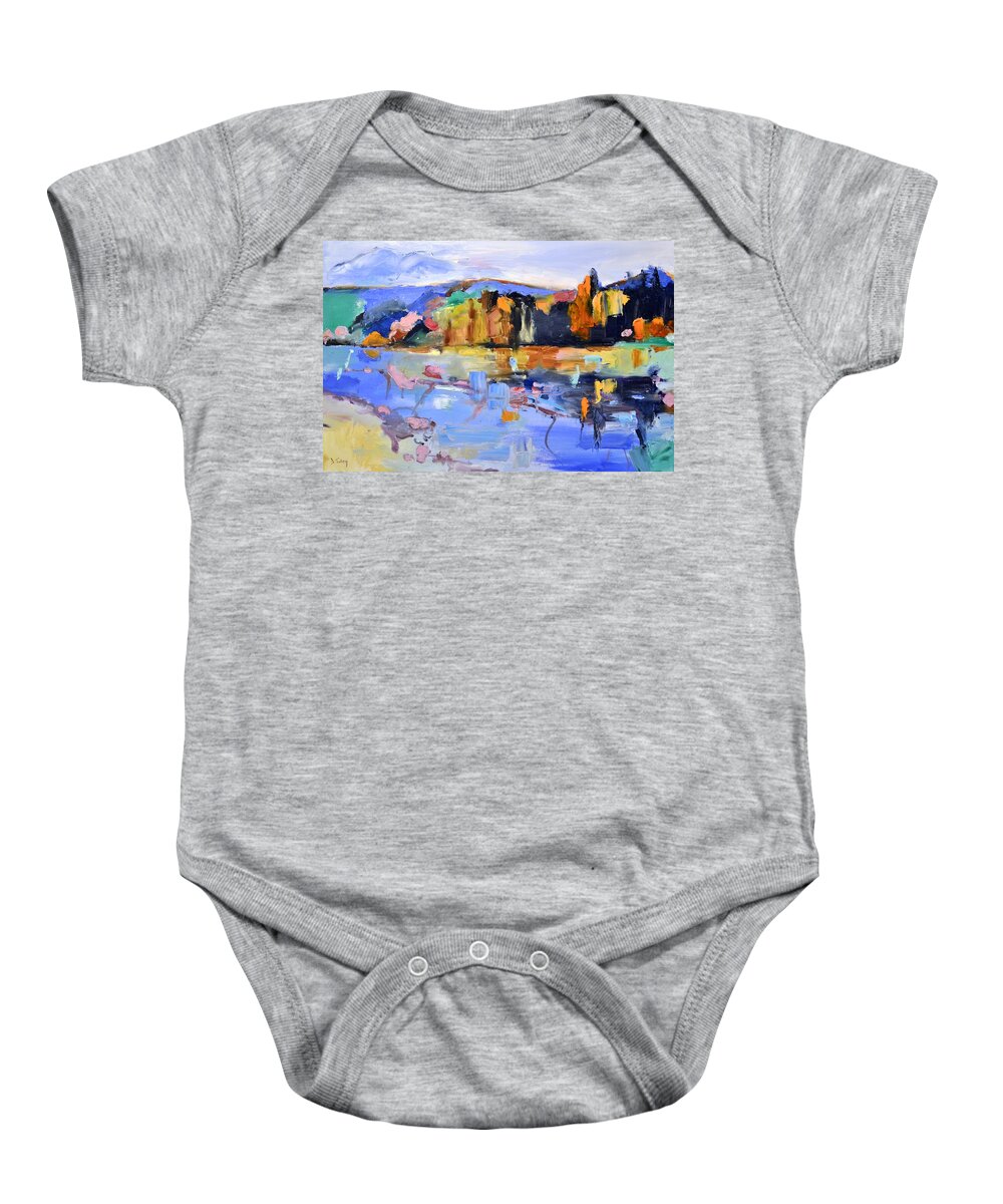 Mountain Baby Onesie featuring the painting Autumn Impressions Oil Painting by Donna Tuten