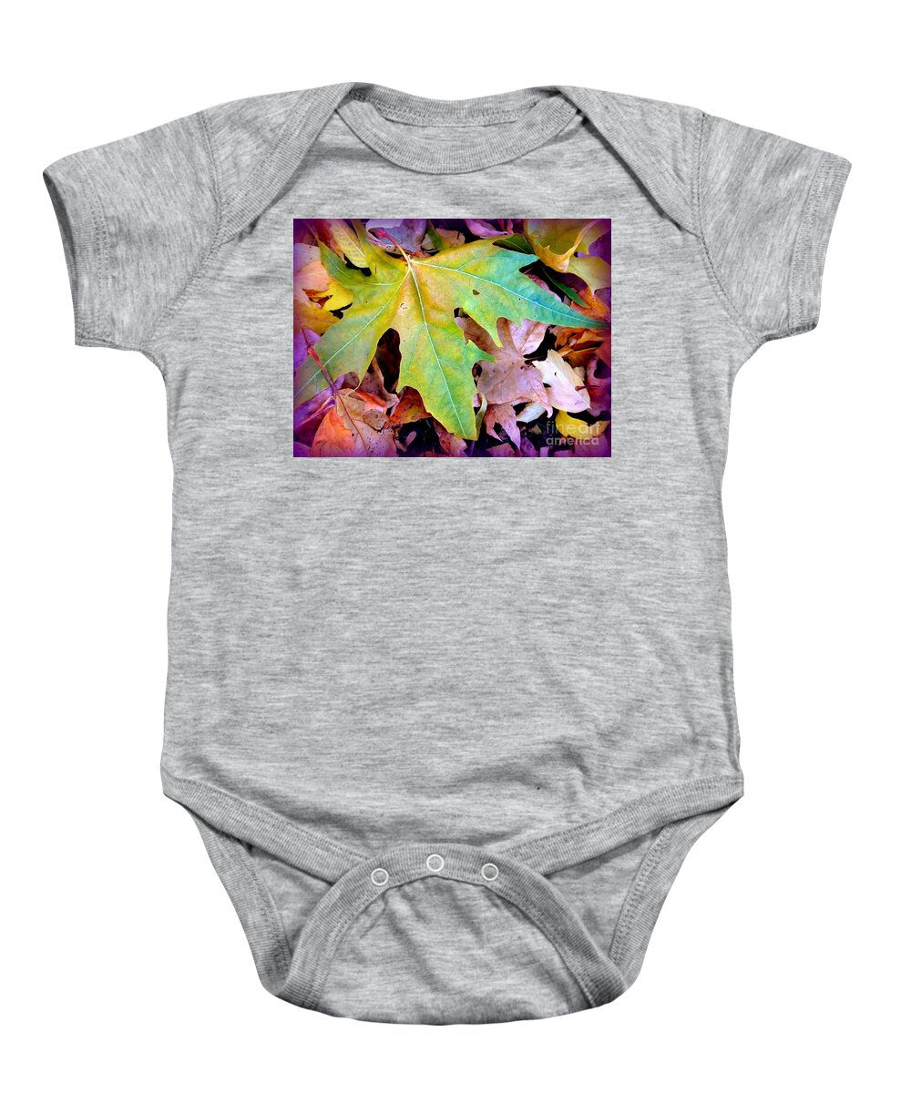 Sedona Baby Onesie featuring the photograph Autumn Leaves Heart by Mars Besso