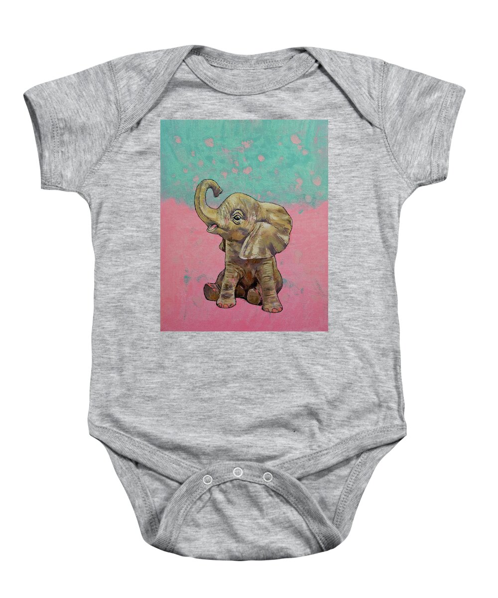 Boy Baby Onesie featuring the painting Baby Elephant by Michael Creese