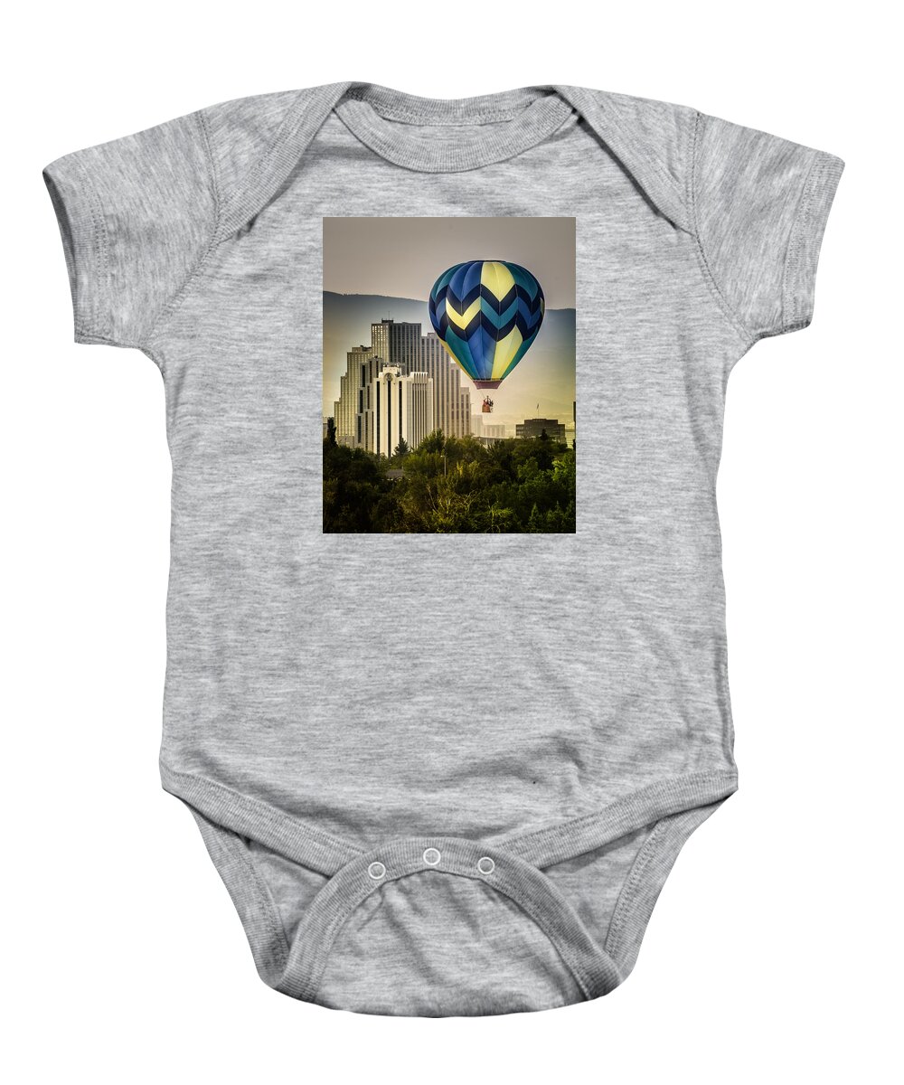 great Reno Balloon Races Baby Onesie featuring the photograph Balloon Over Reno by Janis Knight