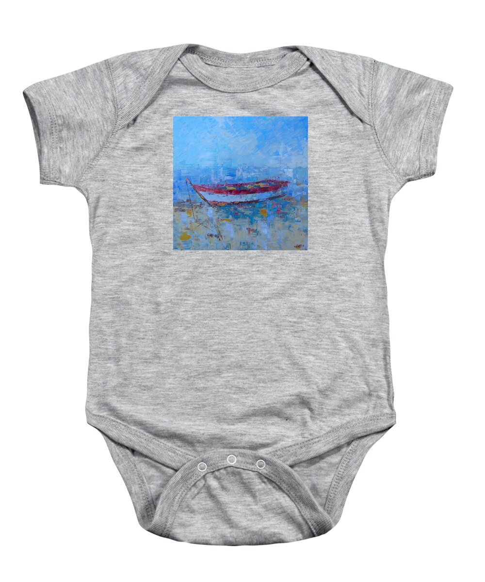 Landscape Baby Onesie featuring the painting Bateau de Provence by Frederic Payet