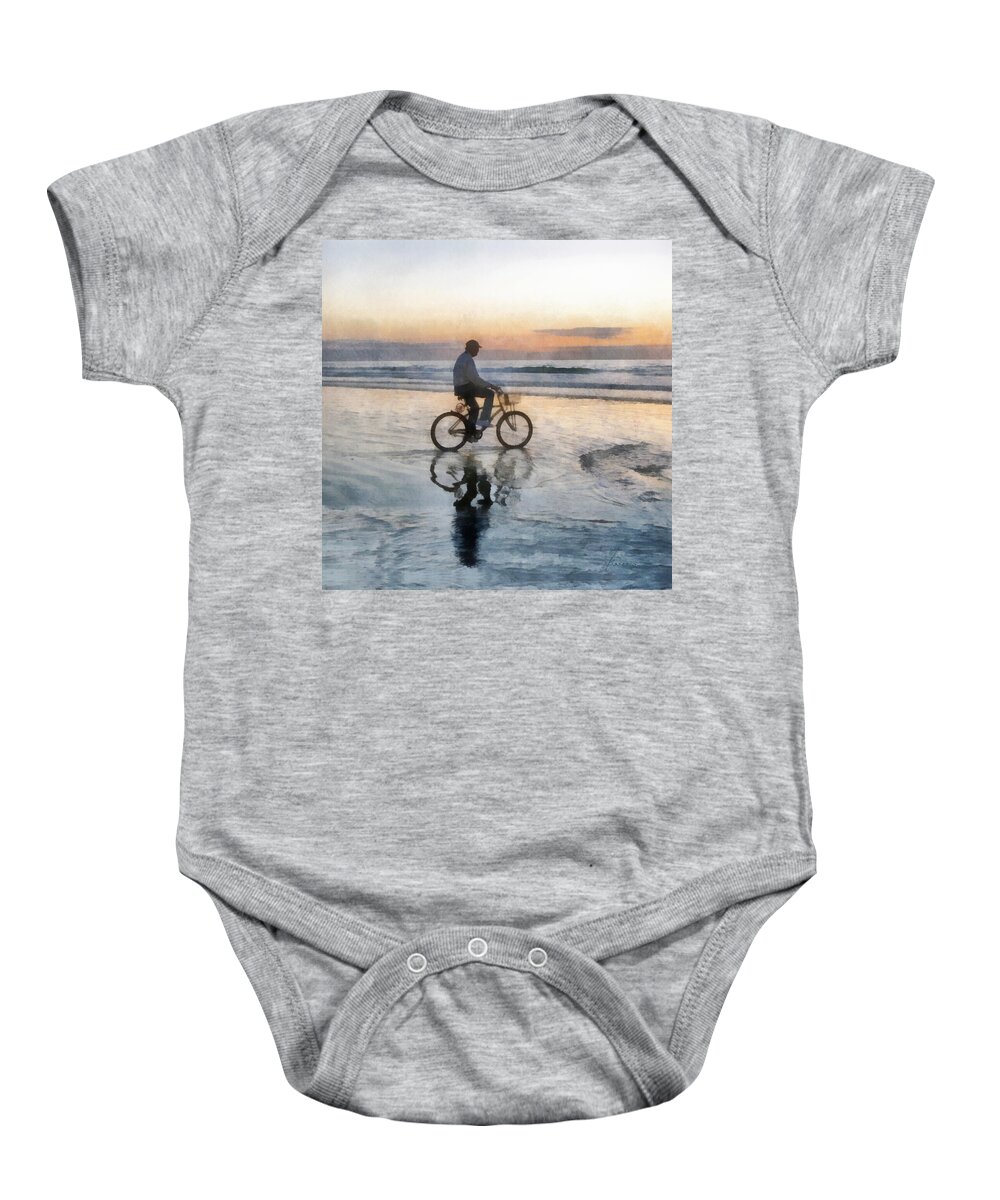 Beach Baby Onesie featuring the digital art Beach Biker by Frances Miller
