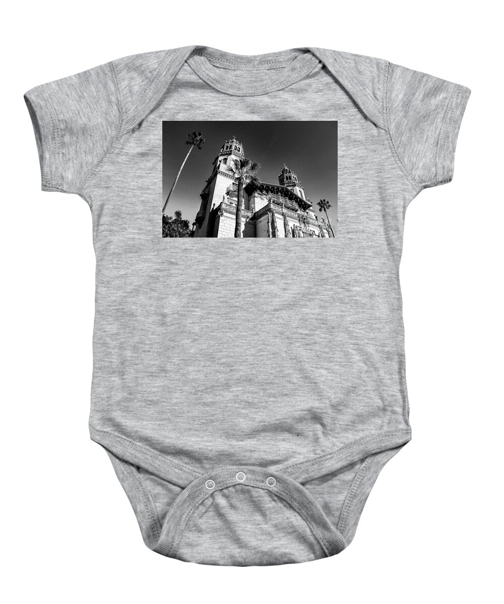 Castle Baby Onesie featuring the photograph Beach House, Black and White by Adam Morsa