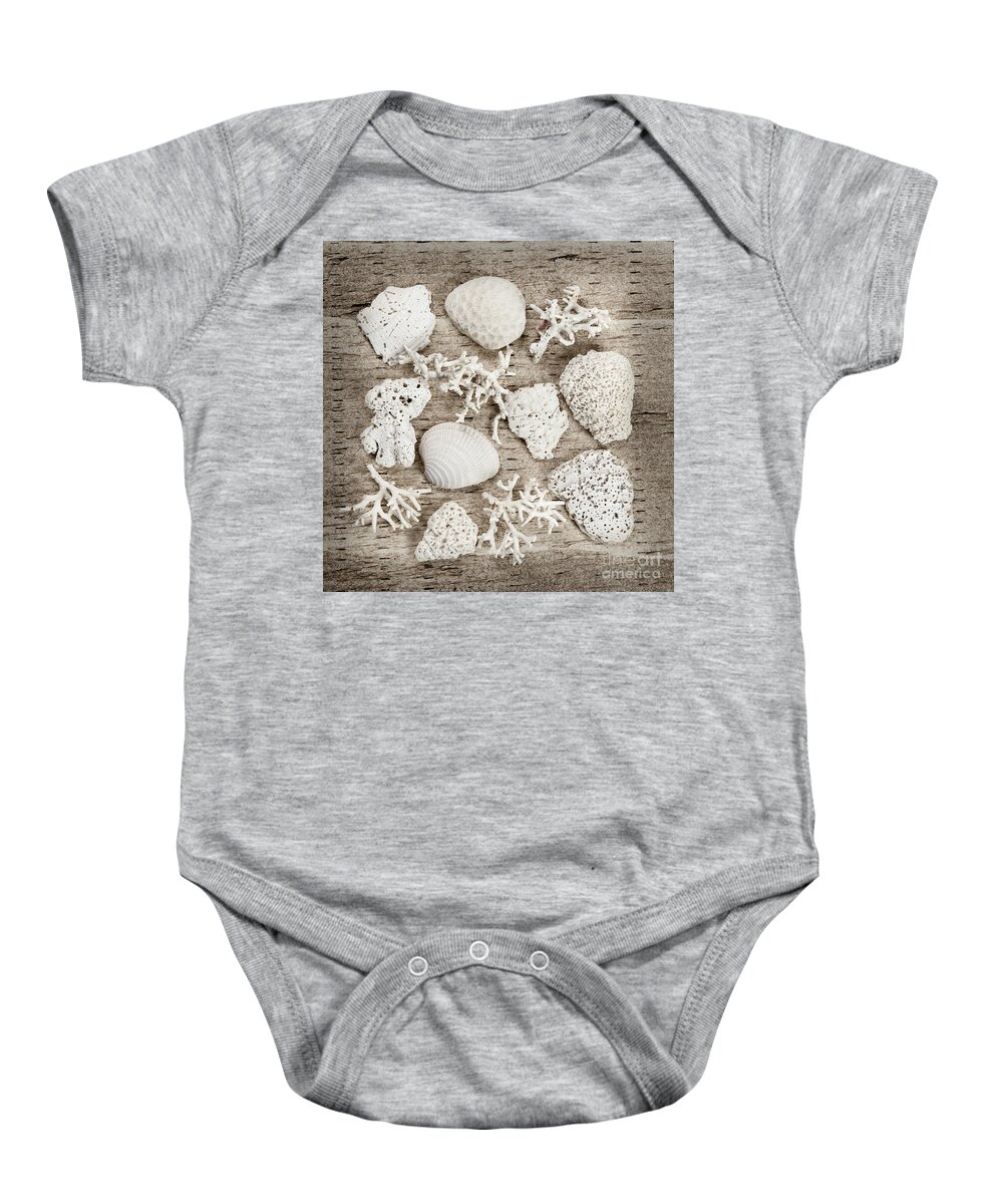 Shell Baby Onesie featuring the photograph Beach finds by Elena Elisseeva