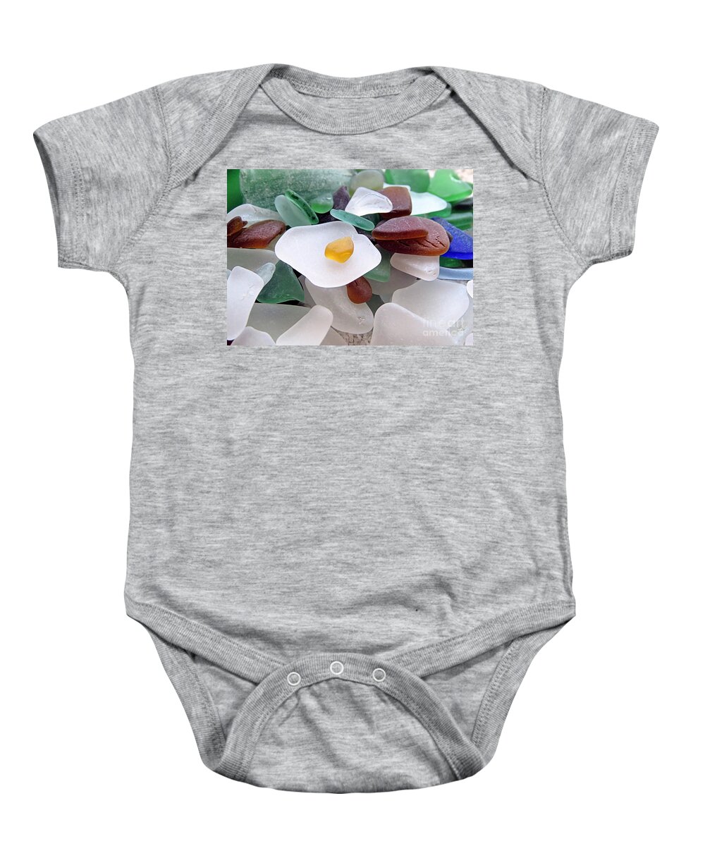 Beach Glass Baby Onesie featuring the photograph Beach Glass Collection by Janice Drew