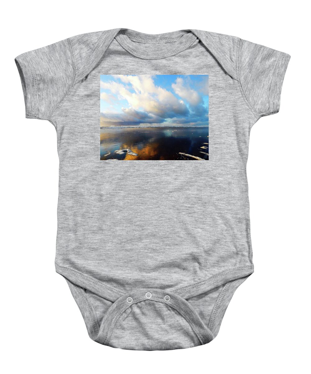 Waldport Baby Onesie featuring the photograph Beach Rain by Gary Olsen-Hasek