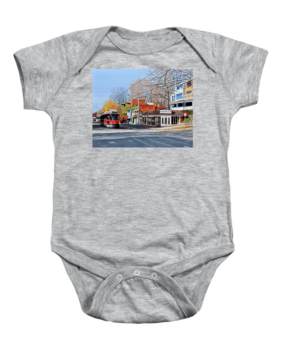 Beaches Baby Onesie featuring the painting Beacher Cafe by Kenneth M Kirsch