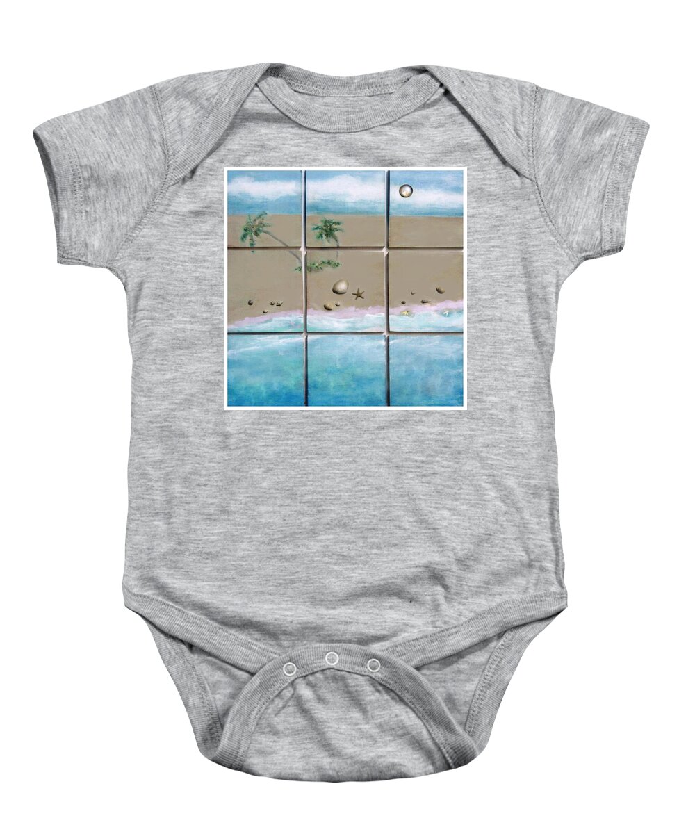Beaches Baby Onesie featuring the mixed media Beaches Cubed by Mary Ann Leitch
