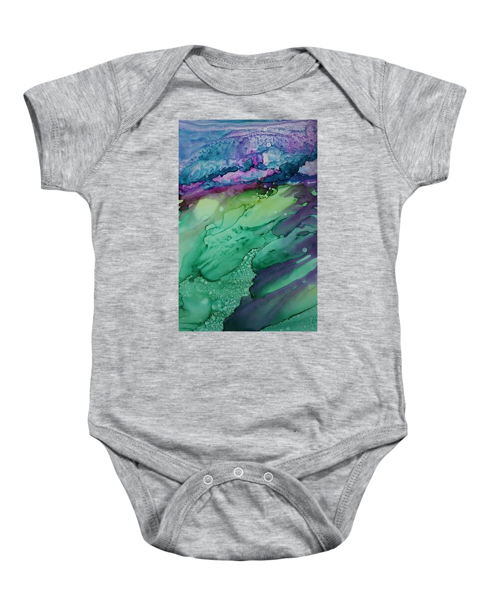 Abstract Baby Onesie featuring the painting Beachfroth by Ruth Kamenev