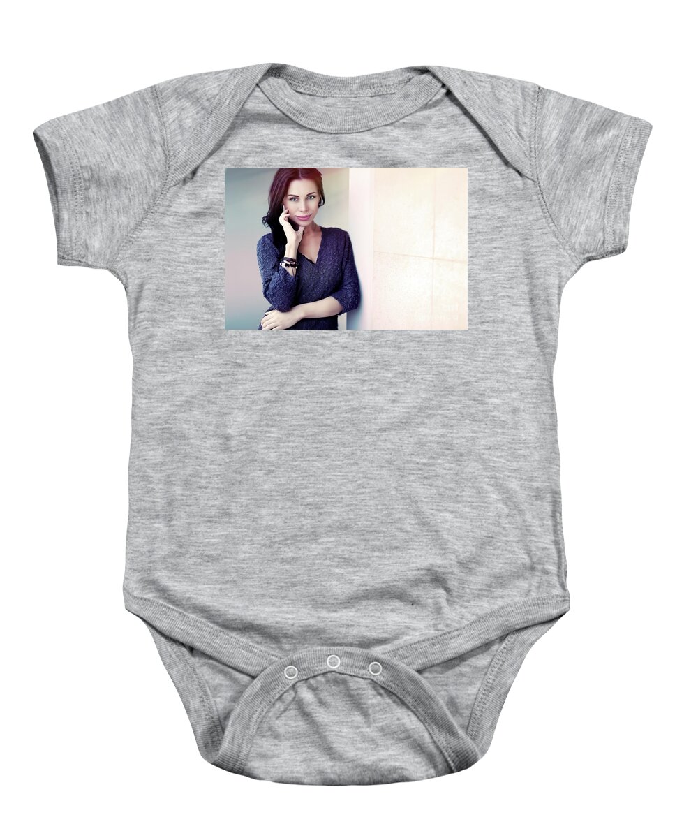 Adult Baby Onesie featuring the photograph Beautiful gentle woman by Anna Om