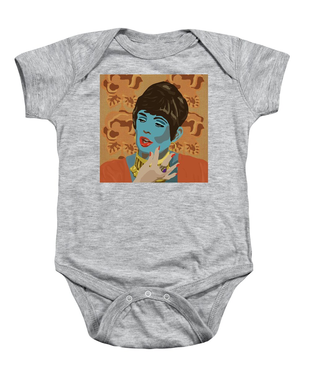 Beverly Baby Onesie featuring the digital art Beautiful Lips - Abigail's Party - Alison Steadman by BFA Prints