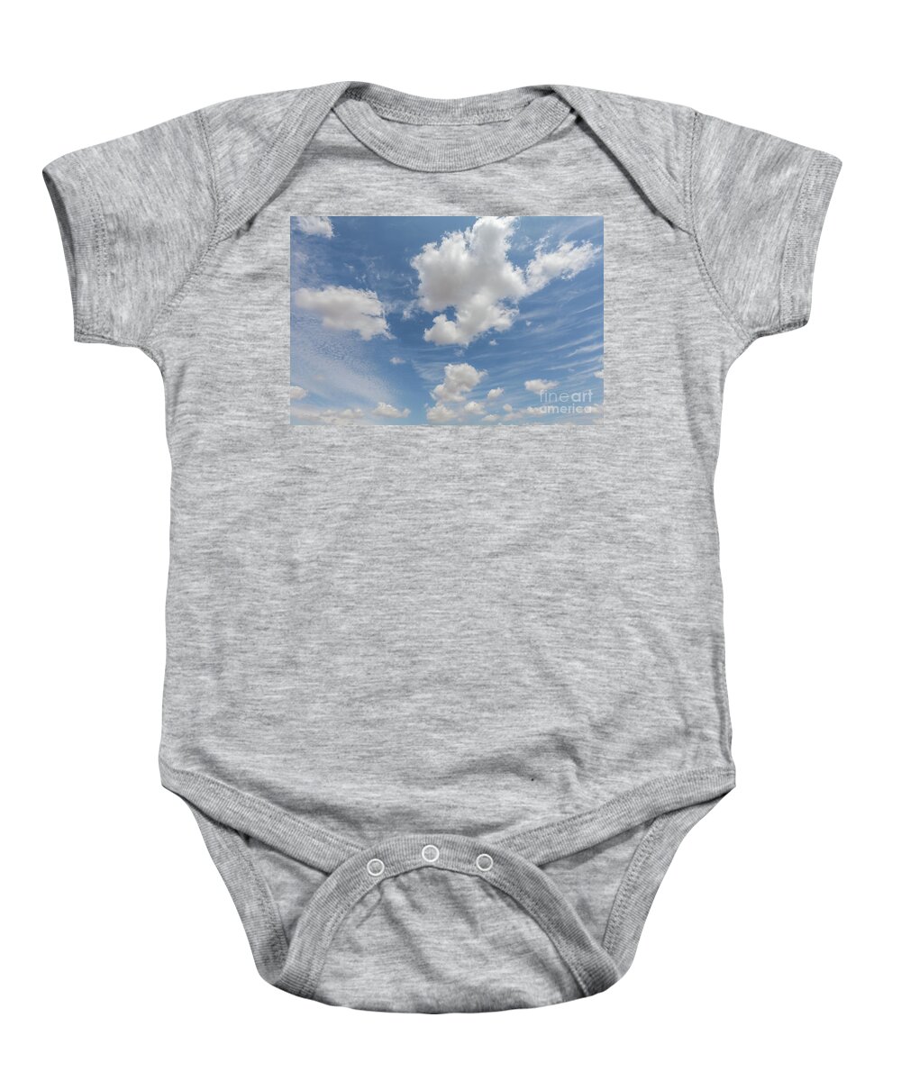 Clouds Baby Onesie featuring the photograph Beautiful white clouds and blue sky 96 by Simon Bratt