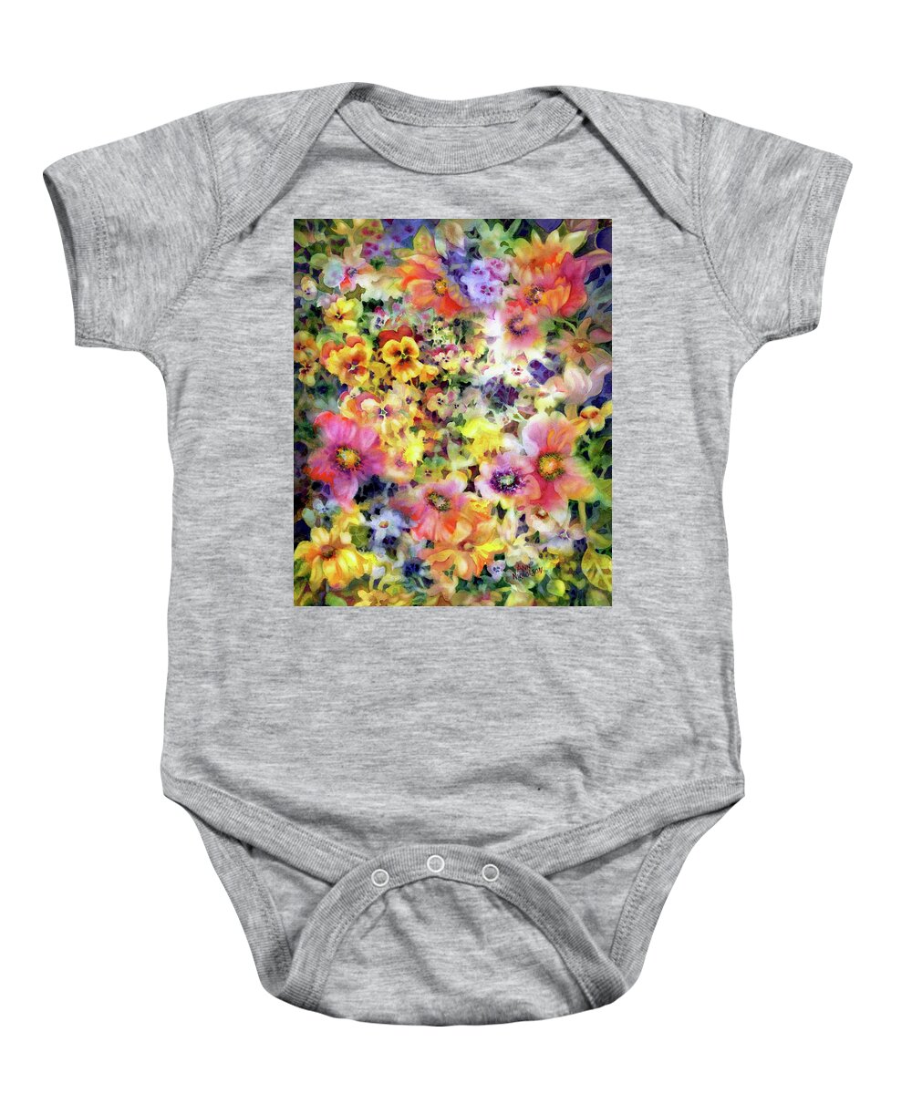 Watercolor Baby Onesie featuring the painting Belle Fleurs I by Ann Nicholson