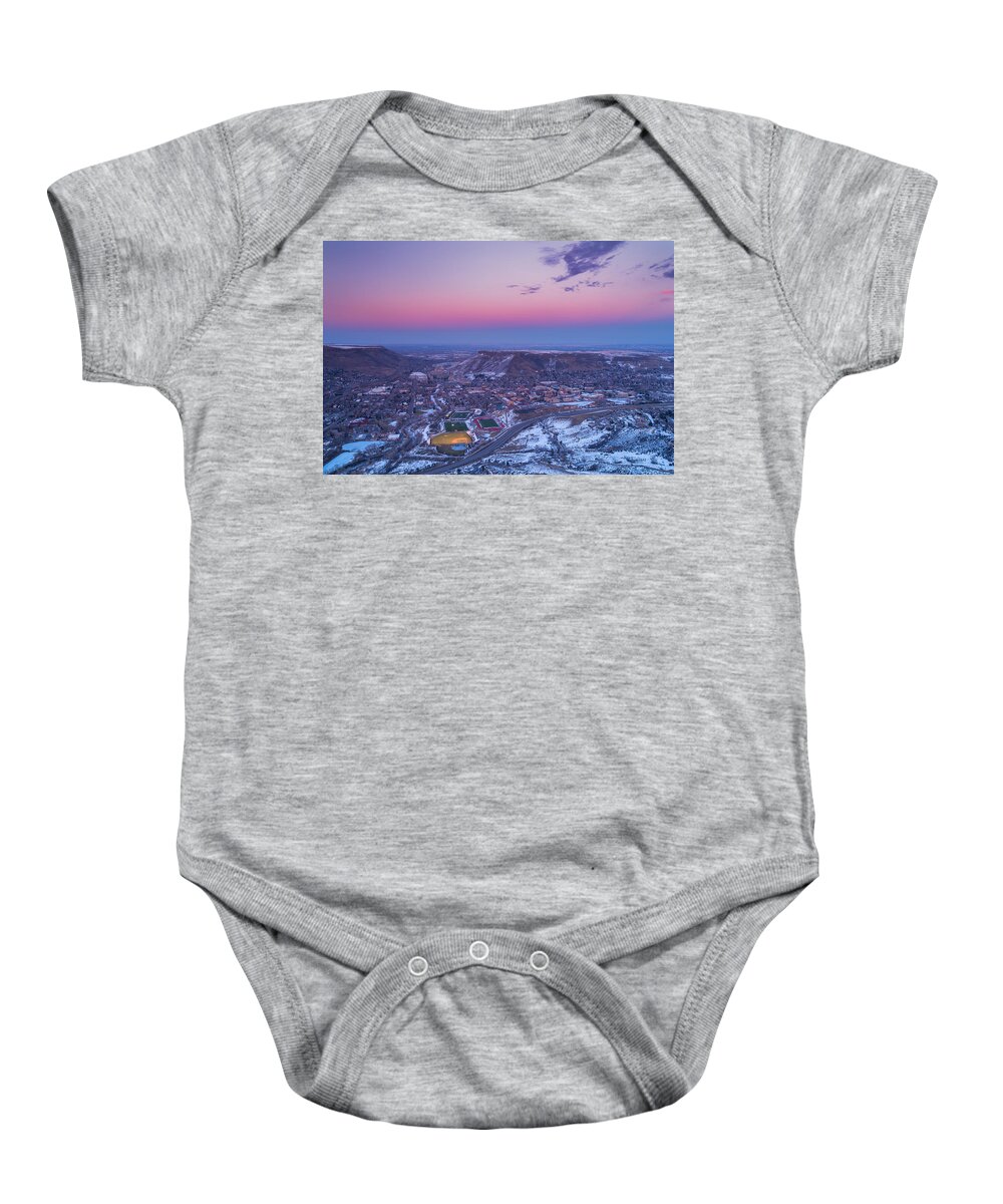 Sky Baby Onesie featuring the photograph Belt of Venus over Golden Colorado by Darren White