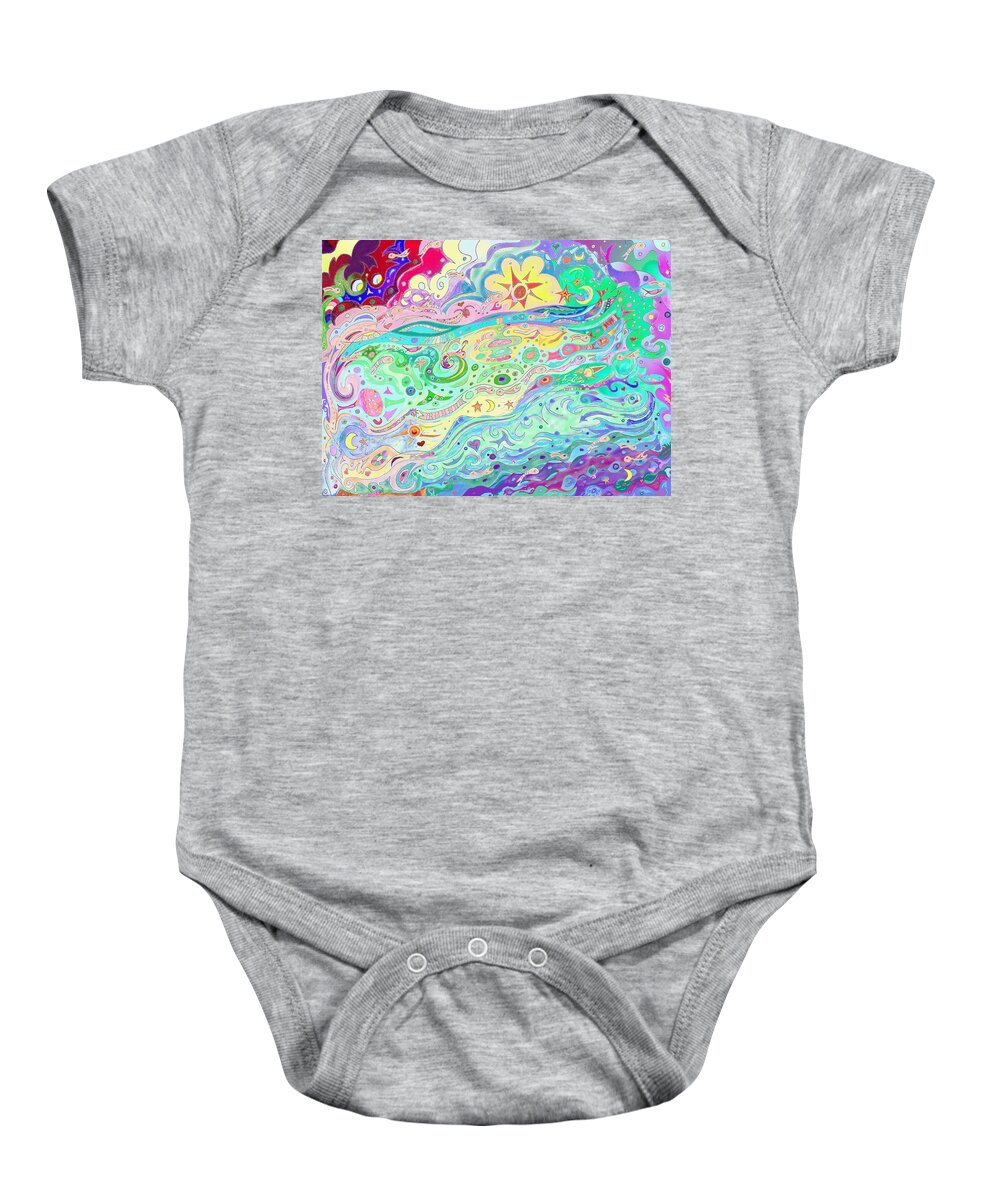 Beltaine Baby Onesie featuring the drawing Beltaine Seashore Dreaming by Julia Woodman