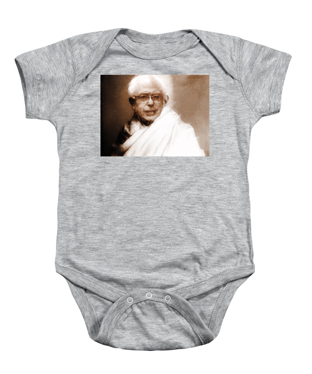 Bernie Sanders Baby Onesie featuring the digital art Bernie Gandhi by Eric Wait