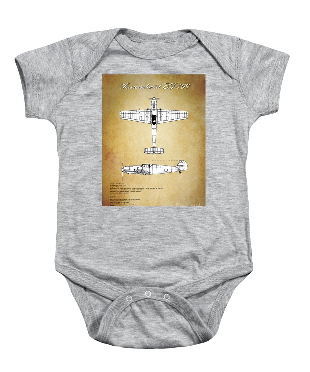 Bf109 Baby Onesie featuring the digital art Bf-109 by Airpower Art