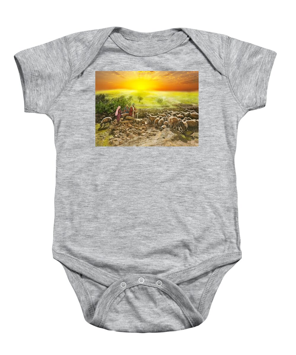Psalm 23 Baby Onesie featuring the photograph Bible - Psalm 23 - My cup runneth over 1920 by Mike Savad