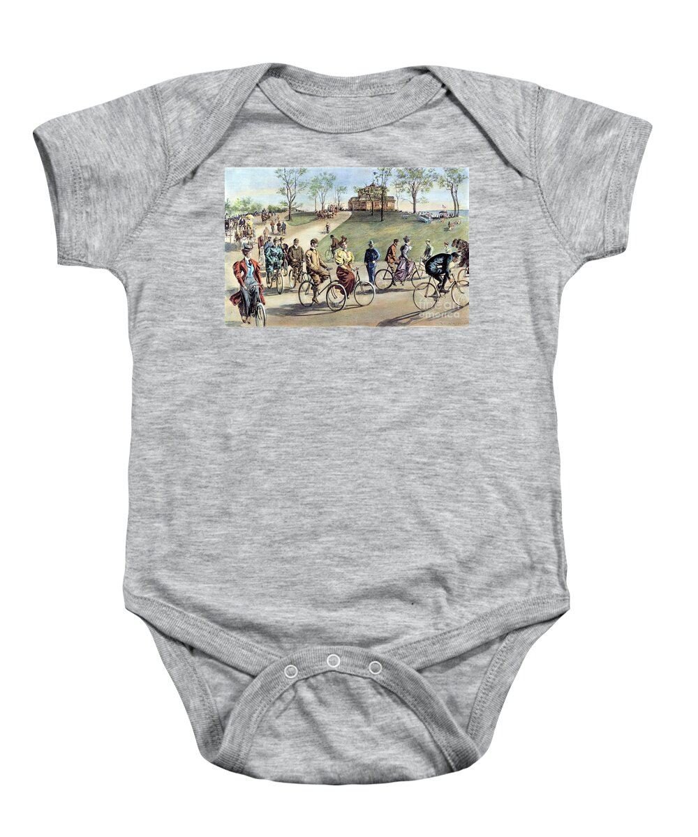 1895 Baby Onesie featuring the photograph Bicycling by Granger