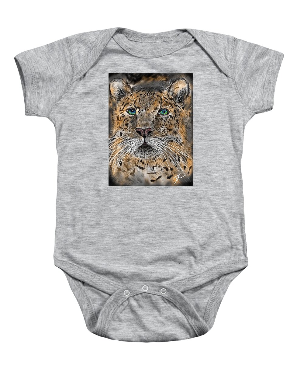 Leopard Baby Onesie featuring the digital art Big Cat by Darren Cannell