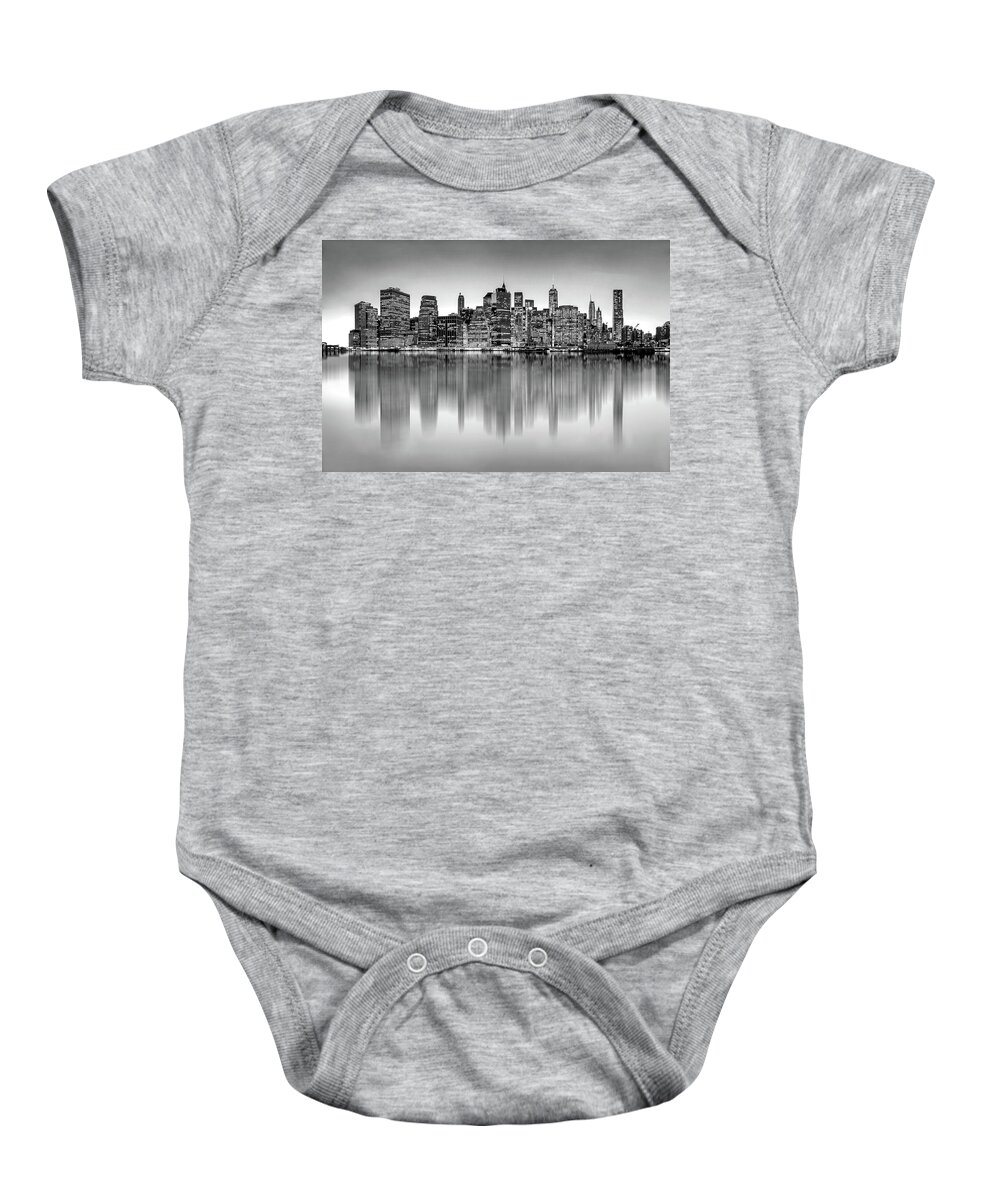 Manhattan Skyline Baby Onesie featuring the photograph Big City Reflections by Az Jackson