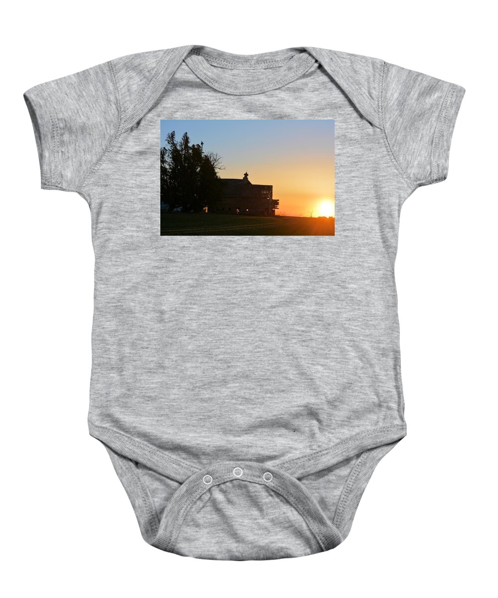 Rustic Baby Onesie featuring the photograph Birch Avenue Collapse 2 by Bonfire Photography