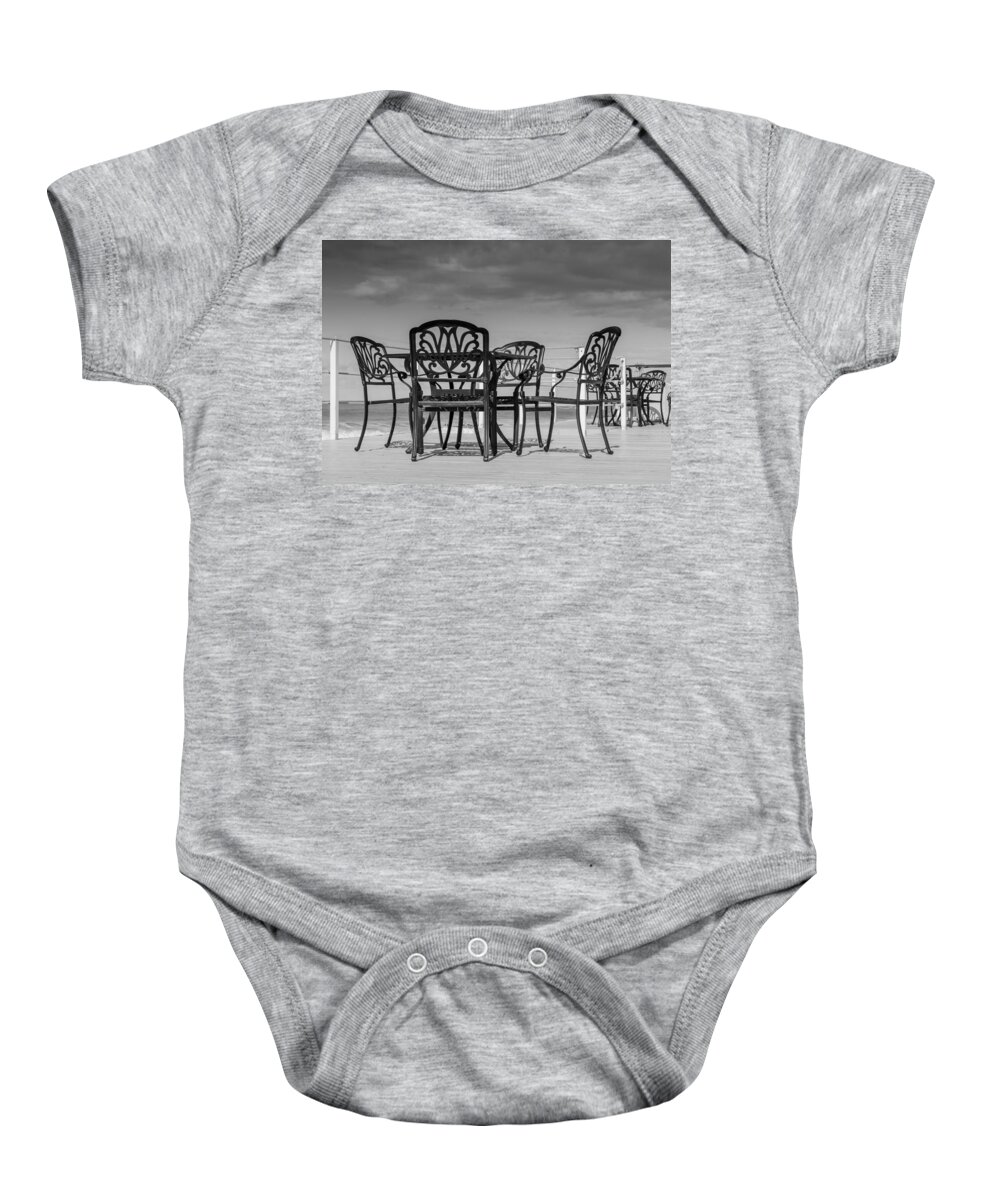 Black Cast Iron Baby Onesie featuring the photograph Black Cast Iron Seats by John Williams